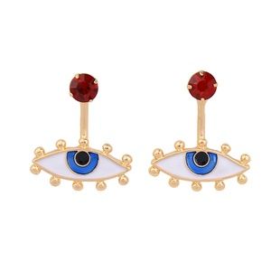 Enamel Gold Metal Evil Eye Peek-a-boo Earrings
